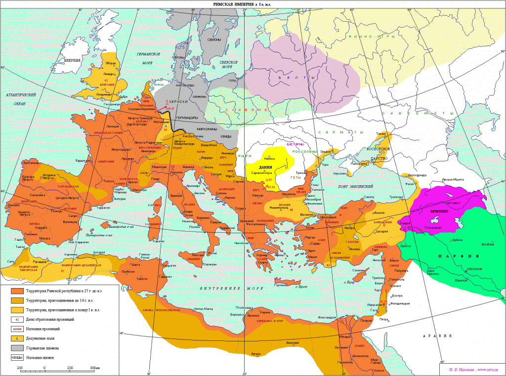 Карта Европы 0-100 гг. Источник: Seosait.
